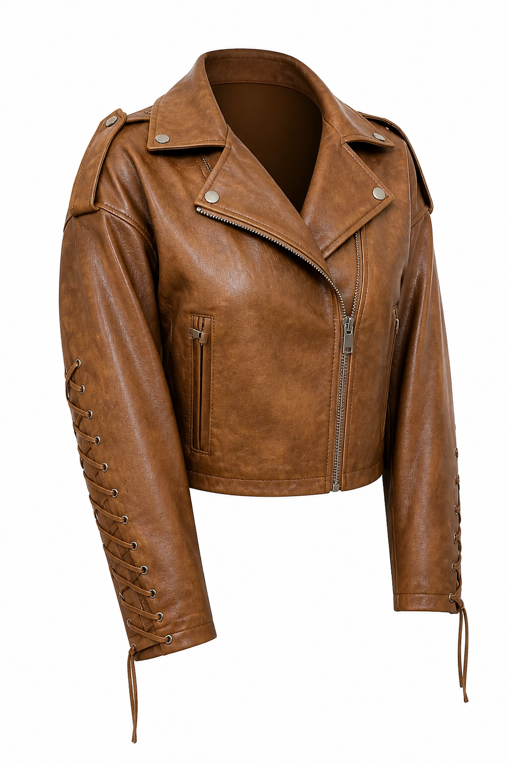 Chaqueta eco cuero color caoba