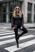 Chaqueta tipo trench efecto cuero