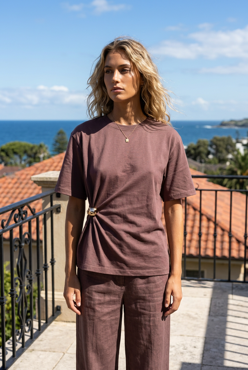 Polera broche dorado