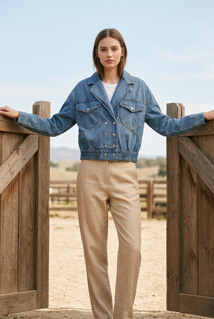 Chaqueta mezclilla estilo BOMBER