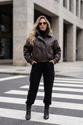 Chaqueta bomber cuero marron